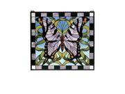 Meyda Home Lighting Window 25 W X 23 H Butterfly Stained Glass Window 46464