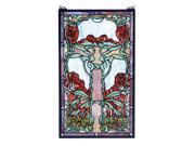 Meyda Home Bedroom Decorative 15 W X 25 H Nouveau Lily Stained Glass Window