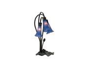 Meyda Home Indoor Decorative 16 H Blue Pond Lily 3 Lt Accent Lamp