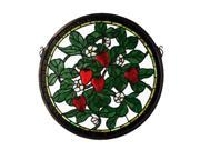 Meyda Home Indoor Decorative 17 Wx17 H Strawberry Medallion Stained Glass Window