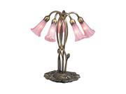 Meyda Home Indoor Decorative 16.5 H Pink Pond Lily 5 Lt Accent Lamp