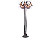 Meyda Home Indoor Decorative 60 H Amber Purple Pond Lily 12 Lt Floor Lamp