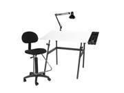Generic Berkeley 4 pc Combo Black with White Top Tray Lamp and Drafting Chair