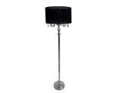 Elegant Designs Trendy Sheer Black Shade Floor Lamp with Hanging Crystals