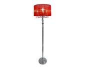 Elegant Designs Trendy Sheer Red Shade Floor Lamp with Hanging Crystals