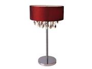 Elegant Designs Trendy Crystal and Chrome Table Lamp with Red Drum Shade