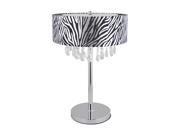 Elegant Designs Trendy Crystal and Chrome Table Lamp with Zebra Print Drum Shade