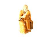 Bonsaiboy Miniature Figurine Man Holding a Cup Sitting on a Rock Light Brown Fine Deta