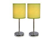 Simple Designs 2PK Chrome Basic Table Lamp with Green Shade