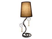 Simple Designs Twisted Vine Table Lamp with Brown Shade and Hanging Beads