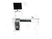 RTA Home and Office Clear Glass and Aluminum Computer Desk