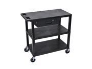 Offex 3 Flat Shelves with Drawer Electric Black Presentation Station