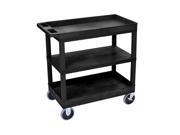 Luxor Black EC121HD 18x32 Cart with 2 Tub Shelves and 1 Flat