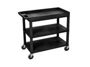 Offex High Capacity 2 Flat and 1 Tub Shelf Cart in Black