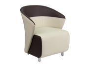 Flash Furniture Beige Leather Reception Chair With Dark Brown Detailing [ZB 5 GG]