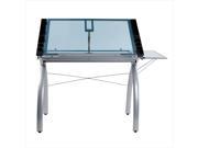 Studio Design Futura Craft Station with Folding Shelf Silver and Blue Glass