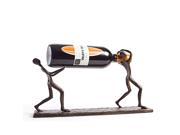 Danya B Home Decoration Figurine Statuette Statue Two Men Carrying A Bottle Metal Wine Holder