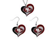 NCAA San Francisco 49ers Swirl Heart Pendant Necklace And Earring Set Charm Gift