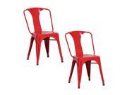 Amerihome 2 Piece Metal Dining Chair Set Red