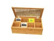 Bamboo Tea Box 8 Compartment With Acrylic And Bamboo Lid Removeable With Adjust Dividers