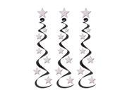 Beistle Star Whirls 30 3 Ct Black Silver Pack of 6