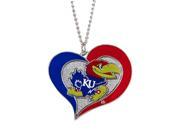 NCAA Kansas Jayhawks Swirl Heart Necklace Charm Gift Set