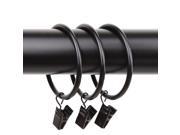 Rod Desyne 10 Curtain Rings With Clips 2 Inch I.D Black