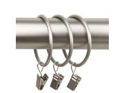 Rod Desyne 10 Curtain Rings With Clips 2 Inch I.D Satin Nickel