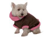 Kumfy Tailz Small Pet Animals Safe Protective Winter Coat Medium Brown Suede With Pink Sherpa