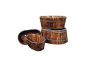 Shine Company Outdoor Decorative Oval Cedar Barrel Set of 4 Burnt Brown