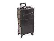 Sunrise Outdoor Travel Professional Cosmetic Holder Black Crocodile Texture Trolley Makeup Case I3164