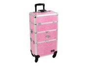 Sunrise Outdoor Travel Professional Cosmetic Holder Pink Crocodile Texture Trolley Makeup Case I3164