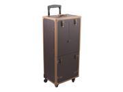 Sunrise Outdoor Travel Professional Cosmetic Holder Brown Leather 4 Wheel Case C6019