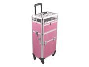 Sunrise Outdoor Travel Professional Cosmetic Holder Pink Crocodile Texture Trolley Makeup Case I31061