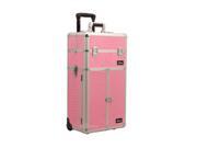 Sunrise Outdoor Travel Professional Cosmetic Holder Pink Crocodile Texture Trolley Makeup Case I3165
