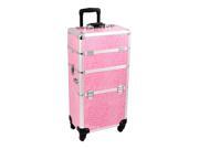 Sunrise Outdoor Travel Professional Cosmetic Holder Pink Crocodile Texture Trolley Makeup Case I3261