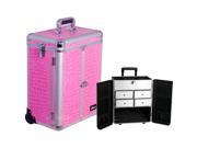 Sunrise Outdoor Travel Professional Cosmetic Holder Pink Crocodile Texture Split Drawer Interchangeable Makeup Case E6305