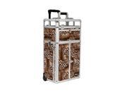 Sunrise Outdoor Travel Professional Cosmetic Holder Leopard Trolley Makeup Case I31065
