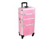Sunrise Outdoor Travel Professional Cosmetic Holder Pink Crocodile Texture Trolley Makeup Case I3161