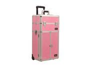 Sunrise Outdoor Travel Professional Cosmetic Holder Pink Crocodile Texture Trolley Makeup Case I3265