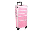 Sunrise Outdoor Travel Professional Cosmetic Holder Pink Crocodile Texture Trolley Makeup Case I3361