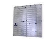 Kitchen Pegboard Organizer Pots And Pans Pegboard Pack Storage And Organization Kit With Gray Pegboard And Blue Accessories