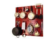Kitchen Pegboard Organizer Pots And Pans Pegboard Pack Storage And Organization Kit With Red Pegboard And Blue Accessories