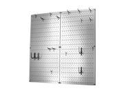 Kitchen Pots And Pans Pegboard Pack Storage And Organization Kit With Metallic Silver Pegboard And Black Accessories