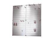 Kitchen Pots And Pans Pegboard Pack Storage And Organization Kit With Metallic Silver Pegboard And Red Accessories