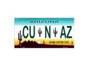 Cu N Az Arizona Novelty State Background Vanity Metal License Plate Tag Sign