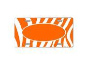 Smart Blonde Orange White Zebra Print Center Oval Customizable Vanity Metal Novelty License Plate Tag Sign