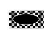 Smart Blonde Waving Checkered Racing Flag Center Oval Customizable Vanity Metal Novelty License Plate Tag Sign