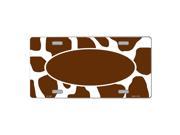 Smart Blonde Brown White Giraffe Print Center Oval Customizable Vanity Metal Novelty License Plate Tag Sign