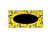 Smart Blonde Yellow Black Camouflage Customizable Center Oval Vanity Metal Novelty License Plate Tag Sign